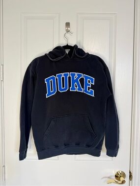 Classic Black Hoodie with Blue Duke Arch